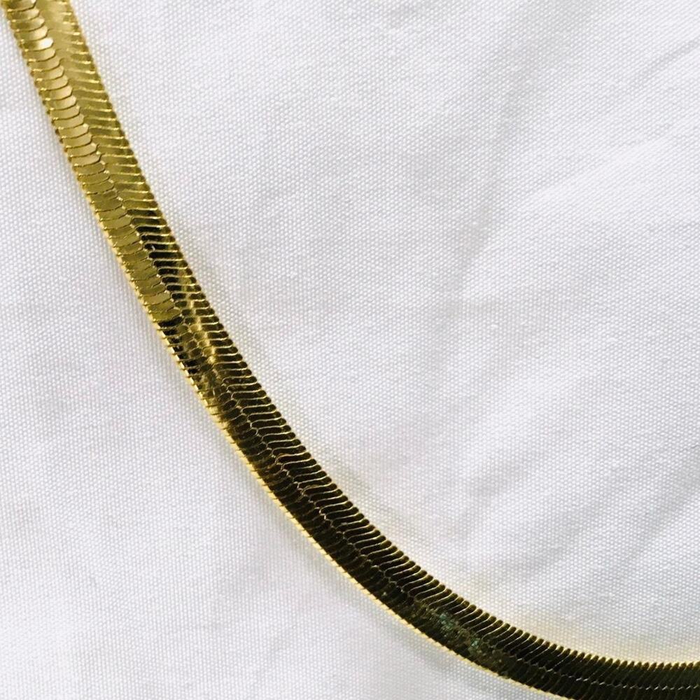 24" Gold Tone Herringbone Necklace - Picture 2 of 5